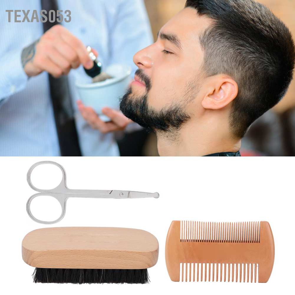 [Hàng mới về] Bộ dụng cụ chăm sóc râu 3 món chất liệu lông mềm tiện dụng cho nam