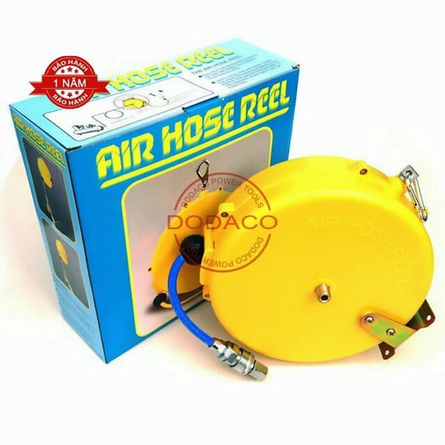 Cuận Dây Hơi Rút Tự Động Dài 9 Mét Dây Nén Khí Áp Lực Chất Liệu PU Kích Thước Ống 5mm x 8mm