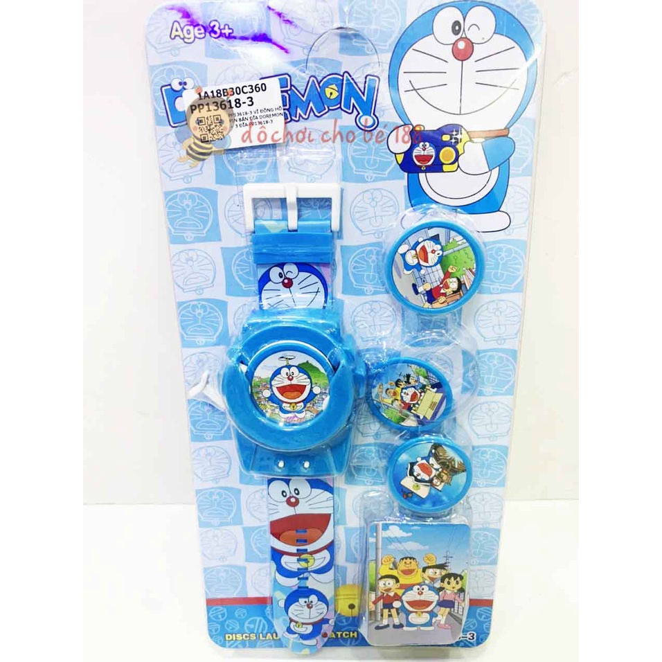 Đồ chơi đồng hồ đeo tay Doraemon có bắn đĩa, giúp bé luyện tập thói quen xem giờ mỗi ngày