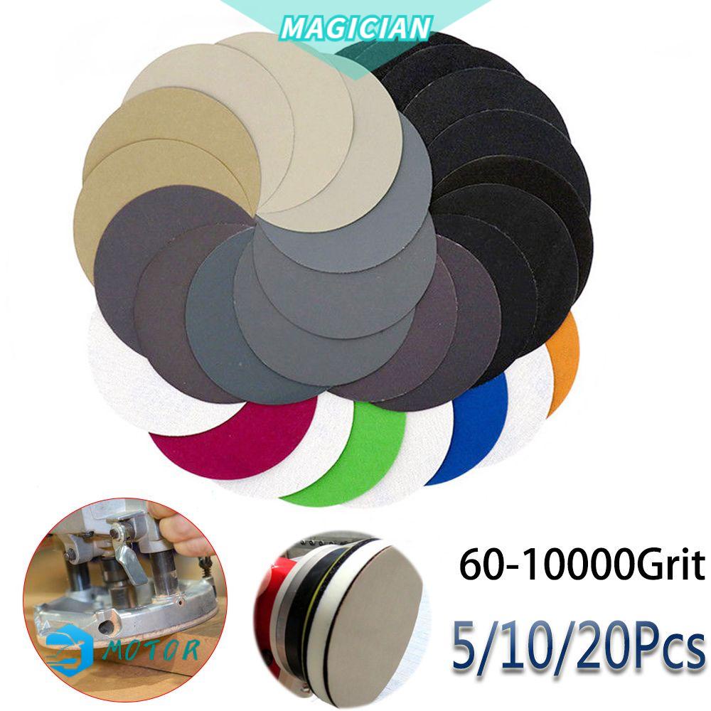 Set 5/ 10/ 20 đĩa chà nhám 5'' 125mm 60-10000 grit bằng silicon chống thấm nước tiện dụng