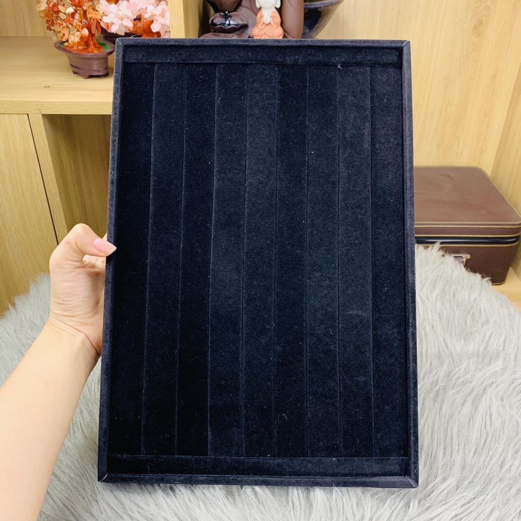 Khay trưng bày nhẫn CAO CẤP size 35x24x3cm (không nắp, bằng nhung)