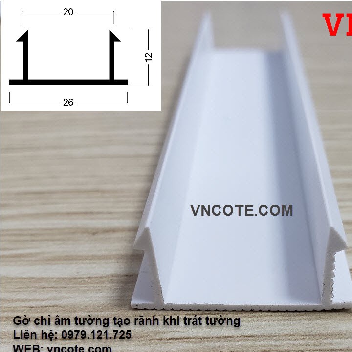 Nẹp chỉ âm tường tạo khe trang trí GL-20 (50thanh =100md)