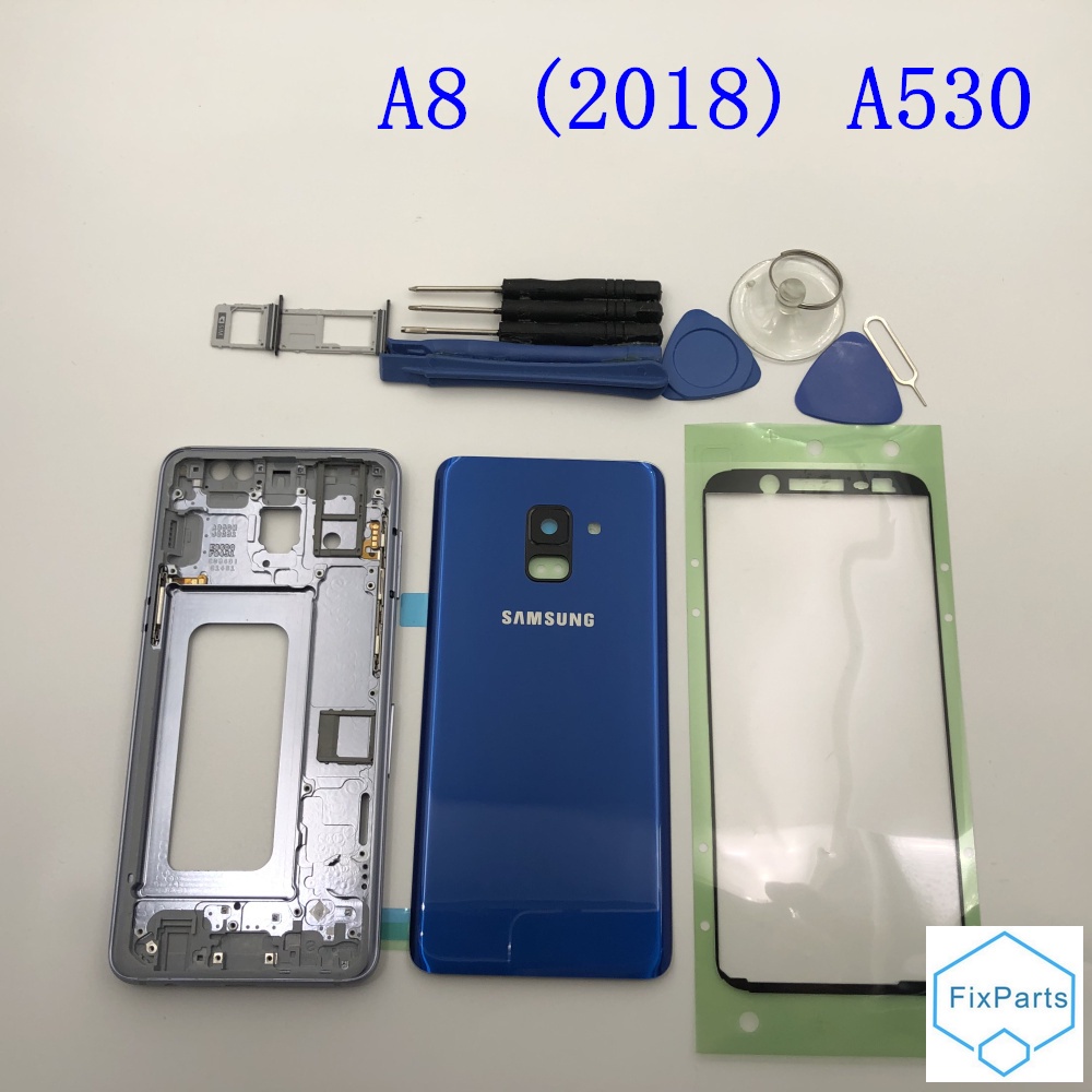 Ốp Điện Thoại Mặt Kính Viền Giữa Cho Samsung Galaxy A8 2018 SM-A530F/DS A8 Plus A730 A530 A730F