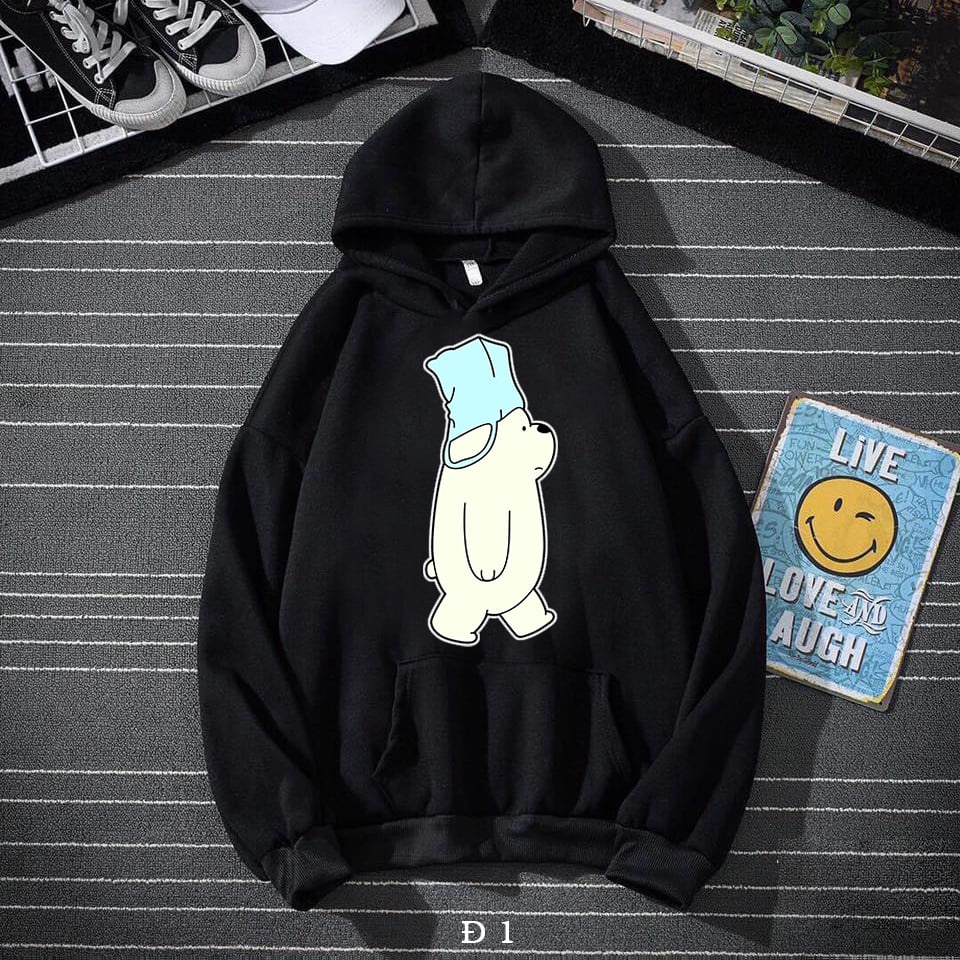 Hoodie hình gấu đội túi dễ thương Đ 1