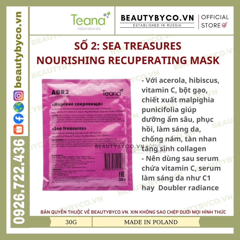 Mặt Nạ Bột Dẻo Teana Nga Chiết Xuất Từ Thiên Nhiên