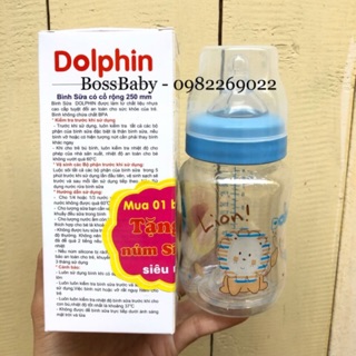 (Tặng thêm 1 núm) Bình sữa cổ rộng Dolphin 125ml