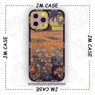 Ốp lưng iphone samsung xiaomi oppo cạnh vuông JMCase Tranh Vẽ Vườn Hoa