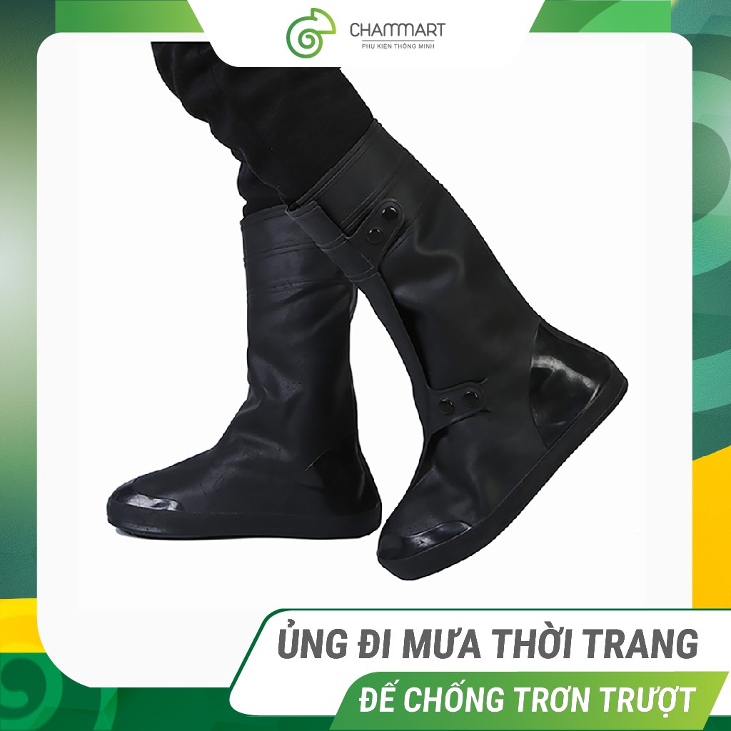 Bao trùm giày đi mưa áo mưa giày dép dạng ủng cổ cao thời trang nam nữ đế cao su chống trơn trượt