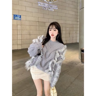 áo len lưới pha lông