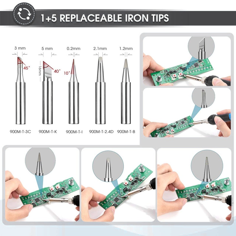 Mỏ hàn thiếc Dụng Cụ Hàn Điện 90W Kỹ Thuật Số Có Thể Điều Chỉnh Nhiệt Độ Bên Trong