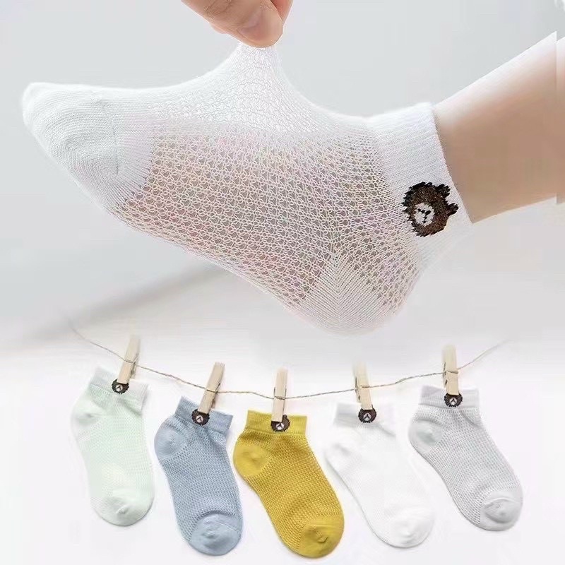 Sét 5 đôi tất lưới hình gấu cho bé