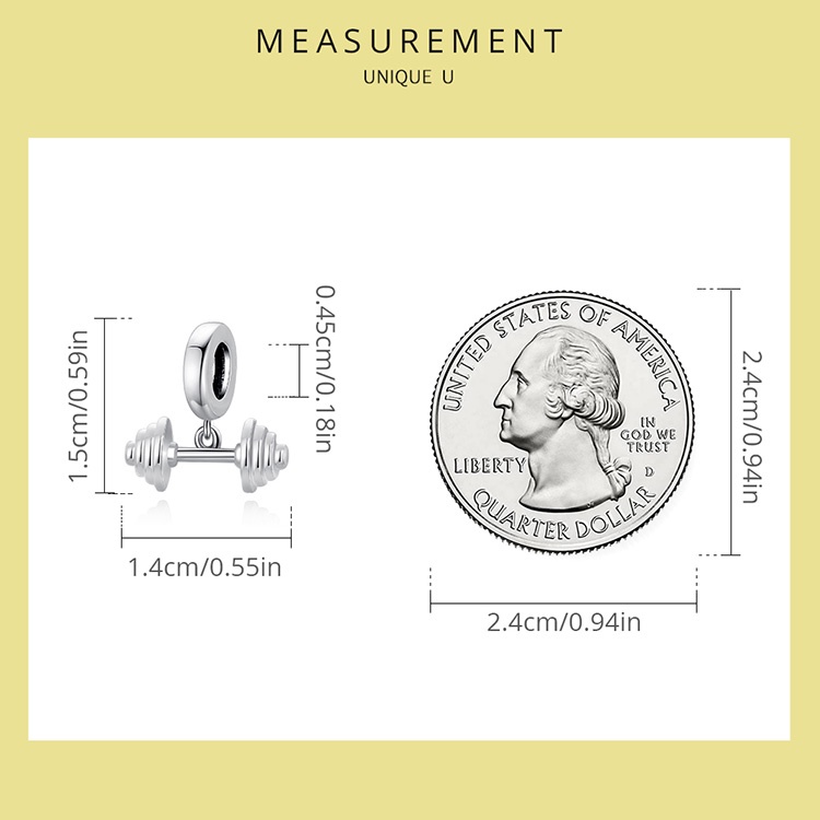 Phụ kiện vòng tay BAMOER SCC2052 Bạc Sterling 925 hình thanh tạ hợp thời trang thích làm thủ công