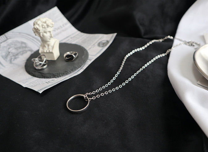 Vòng cổ mặt hình chiếc nhẫn hợp kim phong cách cá tính cho nam và nữ