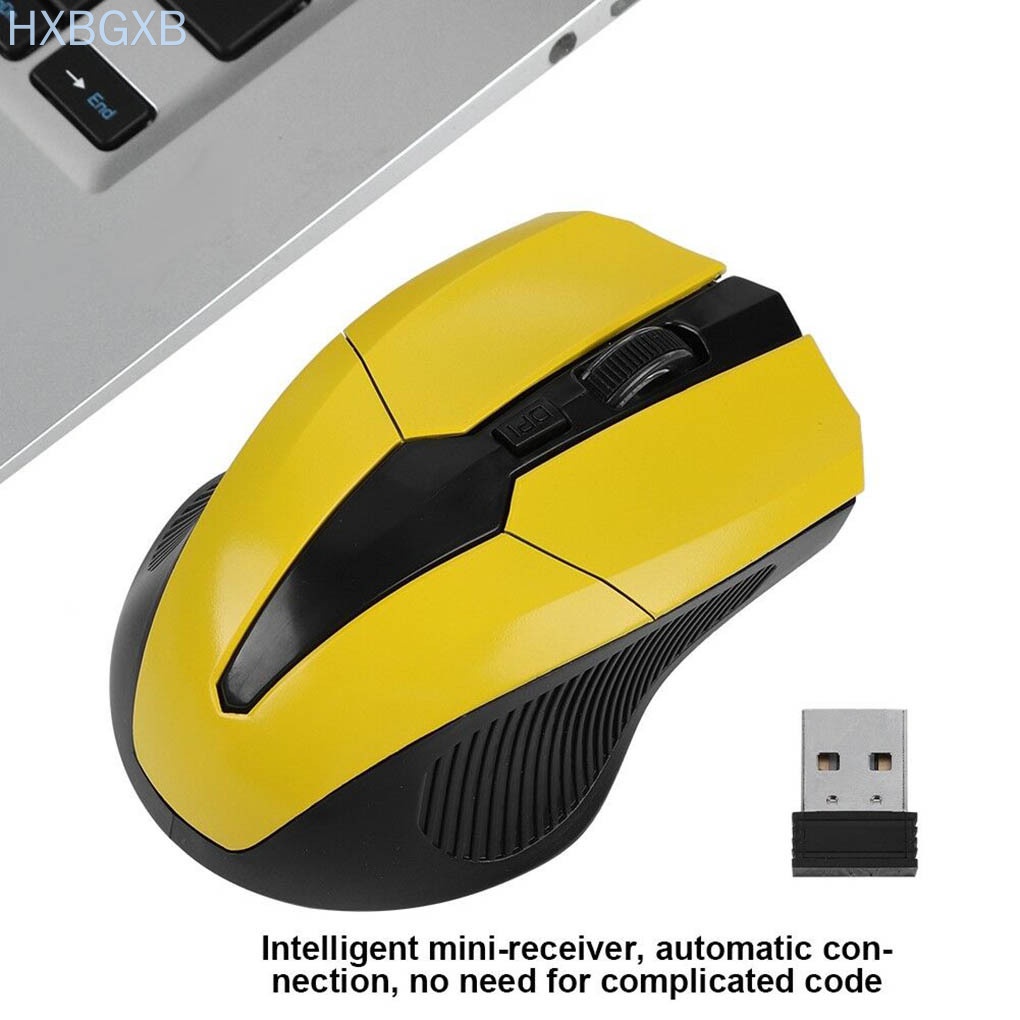 HXBG 2.4Ghz Wireless Mouse 1200DPI Adjustable Home Office Computer Game Optical Gaming Cordless Mice,Yellow