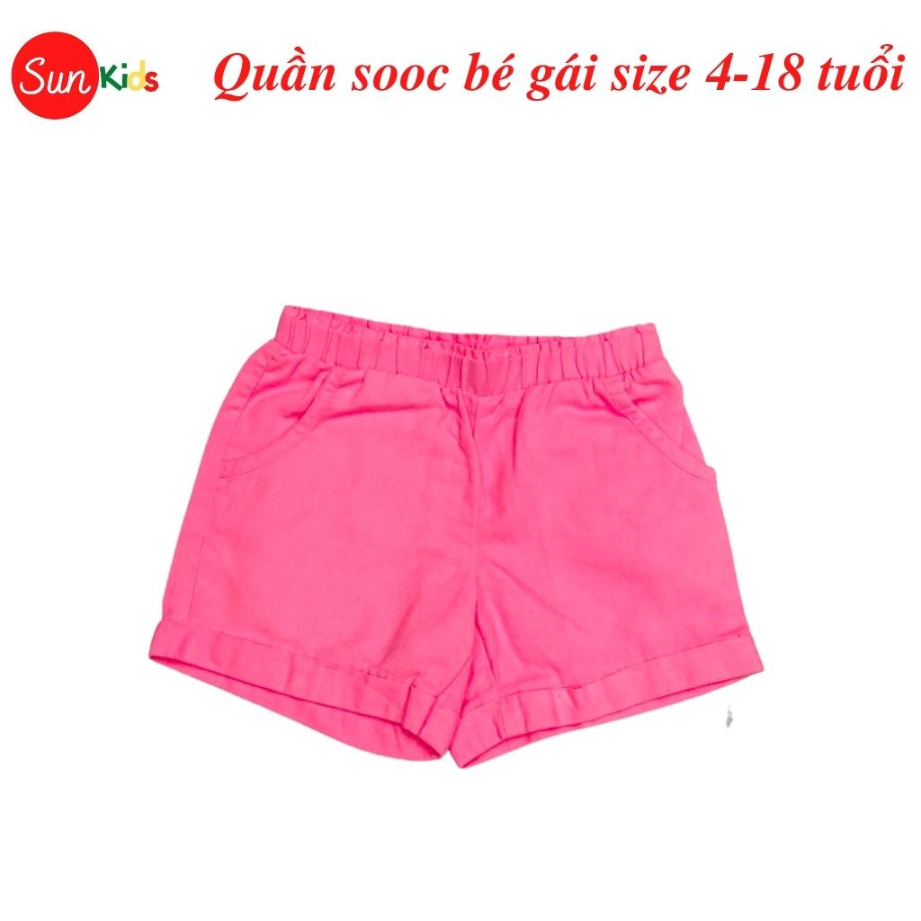 Quần short bé gái SUNKIDS1, quần sooc bé gái chất kaki co giãn nhẹ , size 4/5-18 tuổi