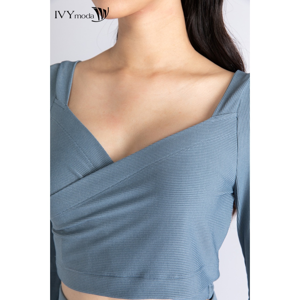 Áo thun nữ gân dáng croptop IVY moda MS 58B9035