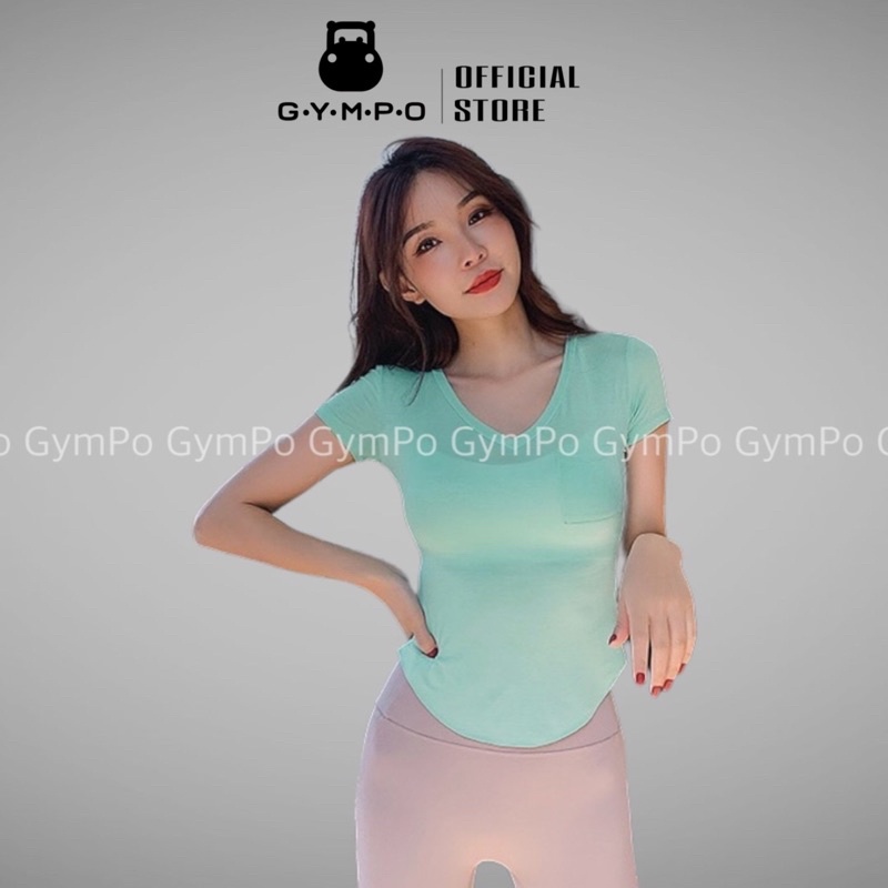 Áo Tập Gym Nữ Tập Yoga Thể Thao [T-Shirt] Cộc Tay Vạt Bầu [ĐỒ TẬP GYM NỮ]