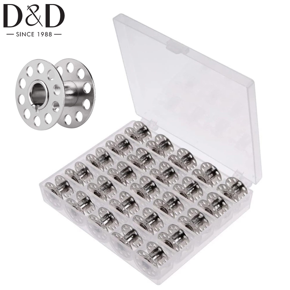 Set 25 Suốt Chỉ Bằng Kim Loại Kèm Hộp Đựng Cho Máy May