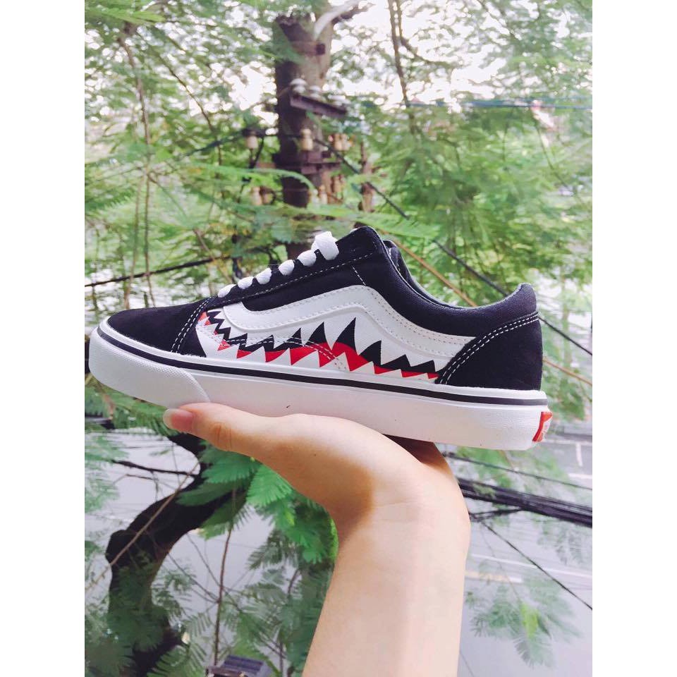 [FREE SHIP + FULL BOX] Giày Vans Old Skool Bape răng hàm Cá Mập