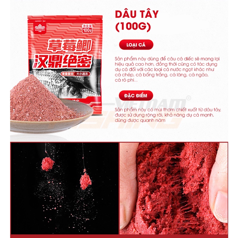 Mồi câu handing dâu tây mồi câu chép diếc handing mồi câu đài câu cá nước ngọt