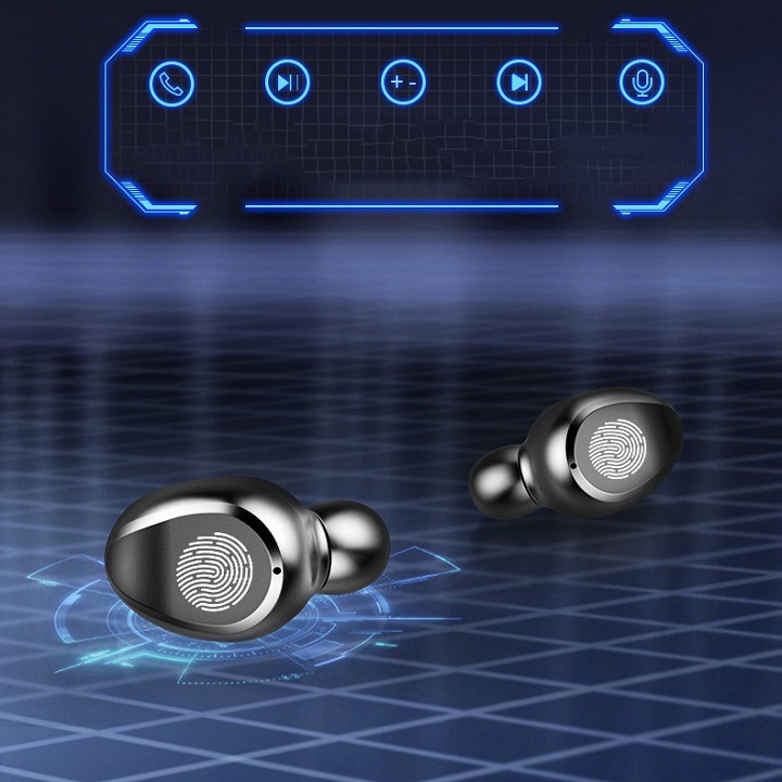 Tai nghe Bluetooth TWS F9 50 cảm ứng có thể tăng giảm âm lượng cao cấp màu đen - Hàng nhập khẩu .