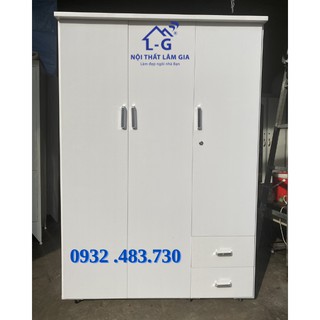 [Mã LIFEBKA5 giảm 10% tối đa 1 Triệu đơn 500k] Tủ nhựa đài loan đựng quần áo 3 cánh 2 ngăn (1m2x1m8)_Màu Trắng Tinh