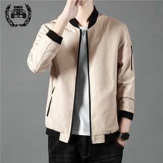 Men’s Fashion Jacket Plain Stand Collar Jacket Zipper Pocket Jacket