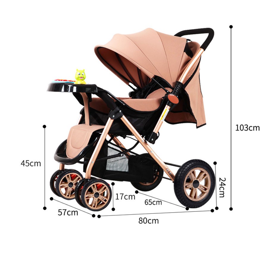 [BÁNH TO] Xe Đẩy Cho Bé 2 Chiều 3 Tư Thế Cao Cấp, Xe Đẩy Bánh Cao Su Đặc 25Cm Siêu Êm Ái - Bafaby Kids