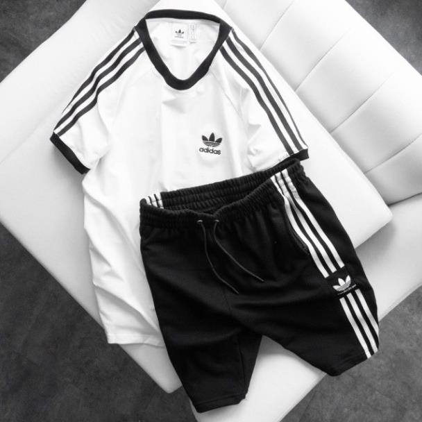 Bộ quần áo thể thao nam thun cao cấp, bộ adidas nam mùa hè cộc tay thun lạnh năng động tracksuit ་