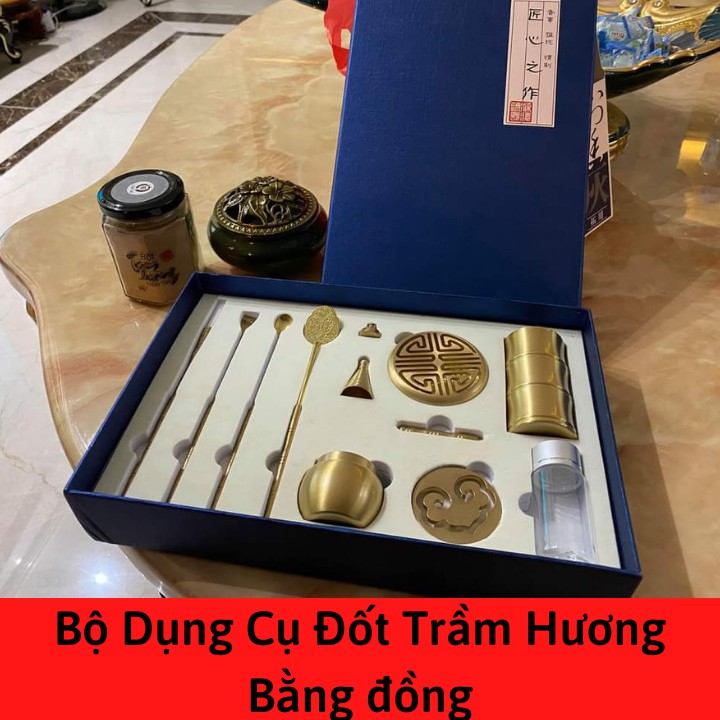 Bộ Dụng Cụ Đốt Trầm Hương, Trầm Nụ FULL - Hàng Chính Hãng Trầm Dưỡng Tâm -Chất lượng đồng bền đẹp cao cấp, cầm chắc tay.