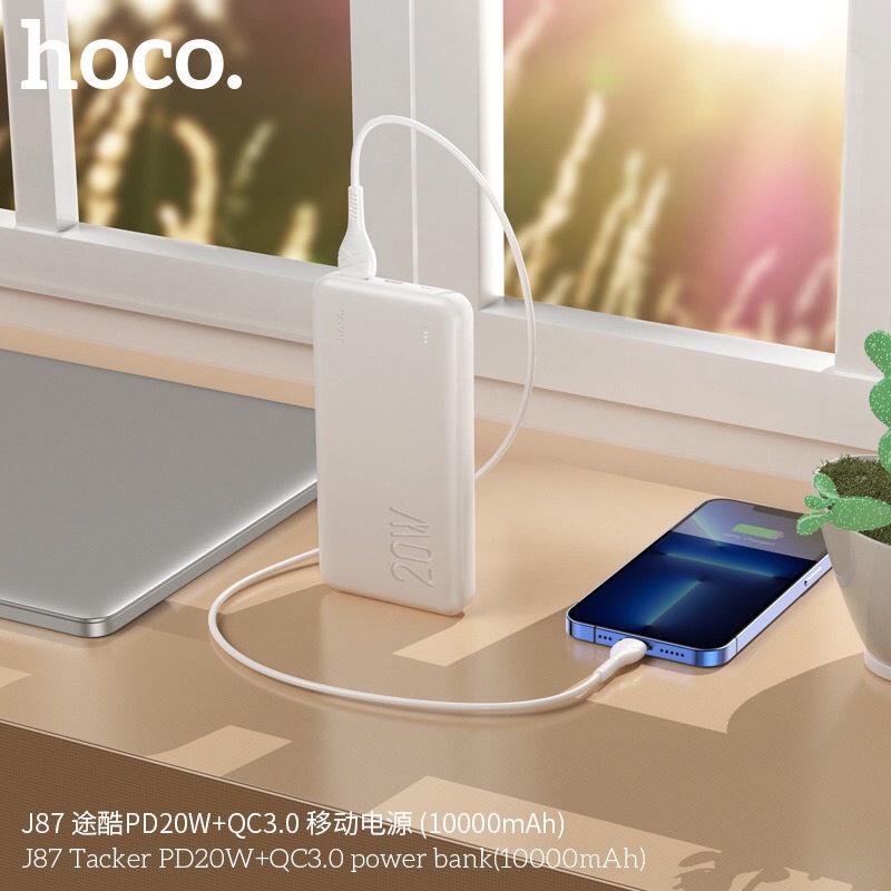Pin Sạc Dự Phòng Hoco J87 10000mAh Chính Hãng Dòng PD 20W, QC3.0/ PD3.0/ SCP/ AFC Quick charge Power Bank.