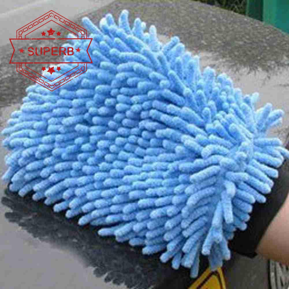 Cặp găng tay lau vệ sinh xe hơi bằng sợi nhỏ chenille san hô thấm hút tốt H5V5