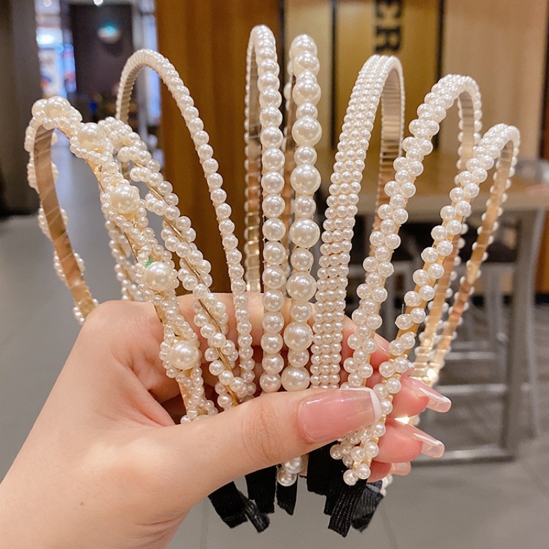 Băng đô cài tóc đính ngọc trai thời trang Hàn Quốc đơn giản cho nữ