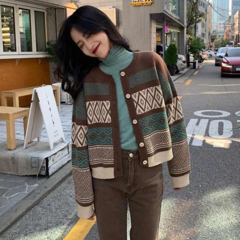 Áo khoác cardigan thiết kế dáng rộng thoải mái phong cách Hàn Quốc cho phái nữ