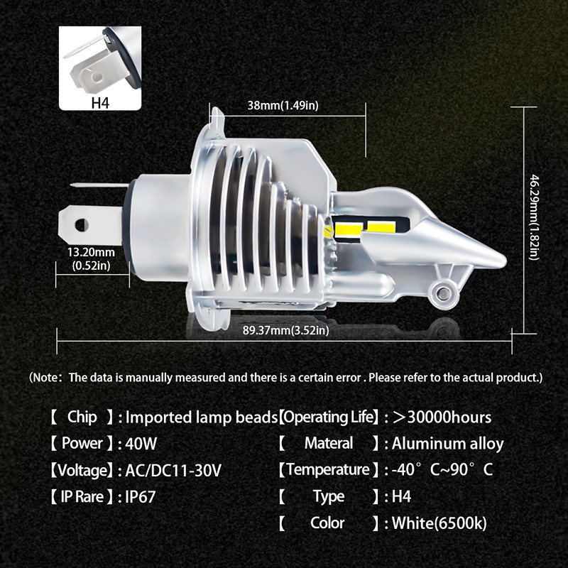 1 Đèn Pha Led H4 40W CSP 6500 Chuyên Dụng Cho Xe Hơi/Xe Máy
