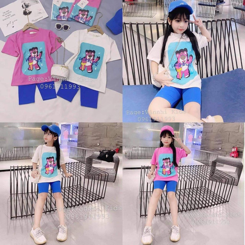 (16-30kg) Sét 03 Món Bộ Cotton tàu hình Gấu Hót nhất cho bé