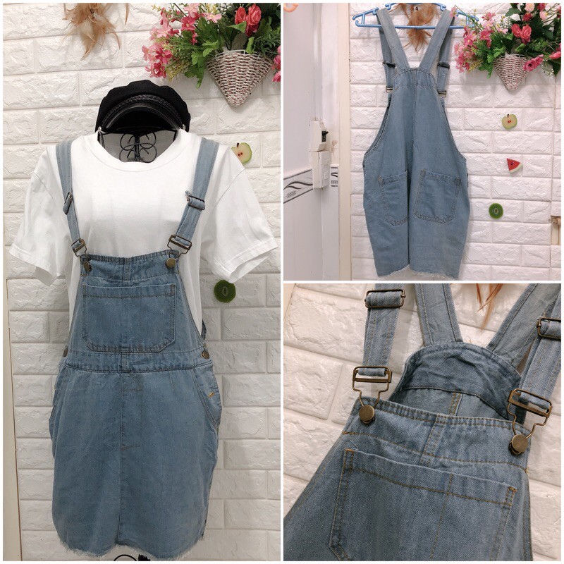 Yếm jean bò Ulzzang Hàn dưới 60 kg