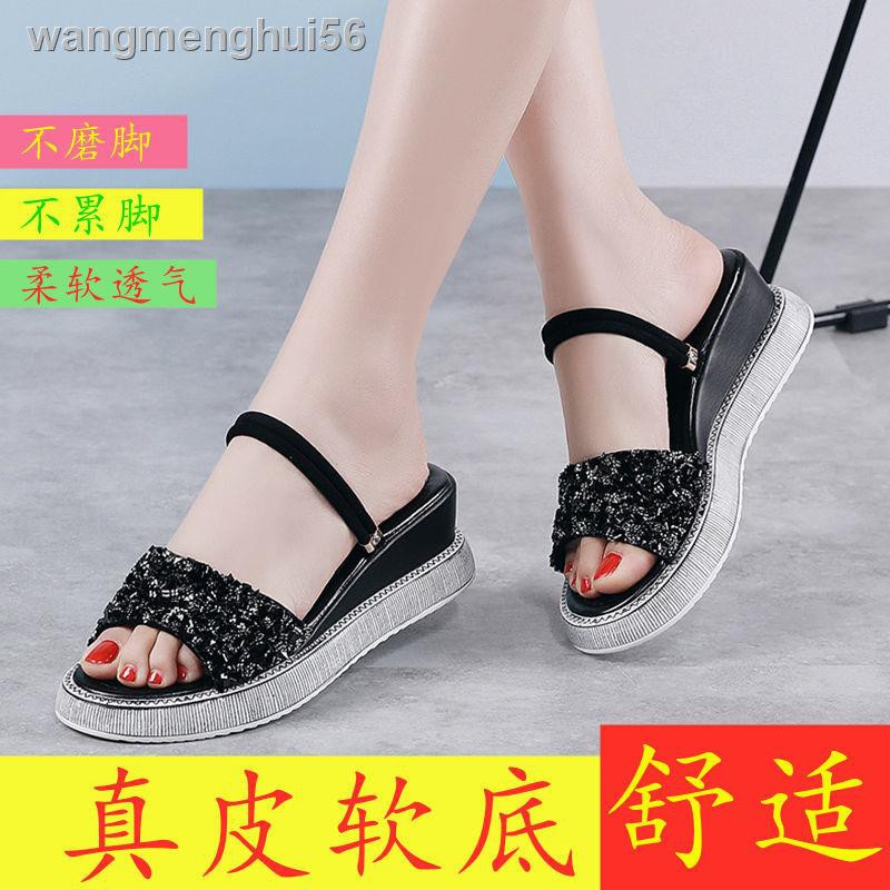 Giày Sandal Đế Xuồng Đính Đá Phong Cách Bohemian Thời Trang Mùa Hè Dành Cho Nữ 2021