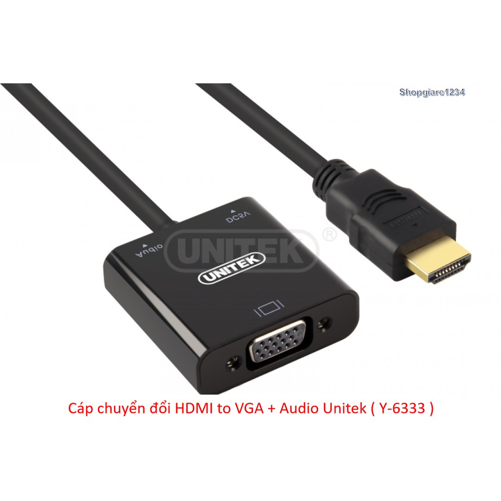 [Mã ELHACE giảm 4% đơn 300K] Cáp HDMI to VGA + Audio Unitek (Y6333) - Cáp Unitek Y6333 HÀNG CHÍNH HÃNG BH 12 THÁNG