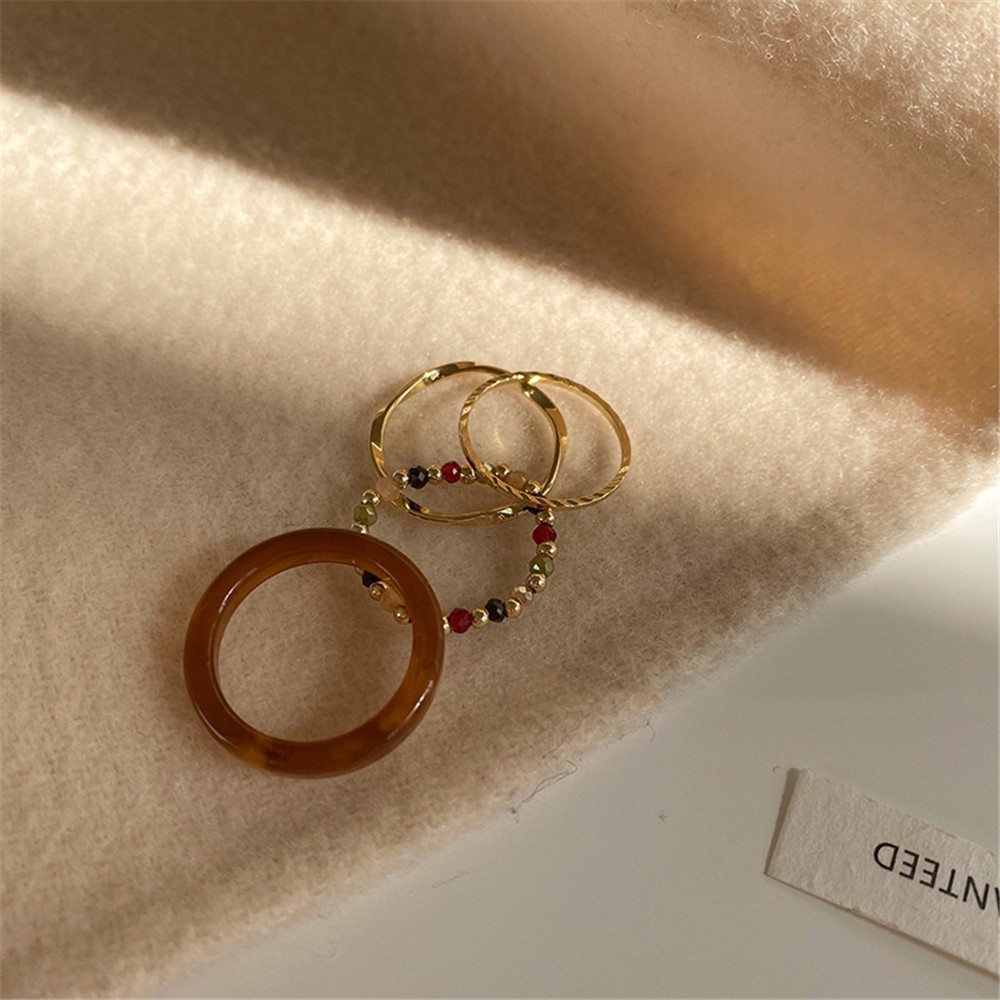 Set 4 nhẫn đeo tay phong cách retro thời trang cho nữ