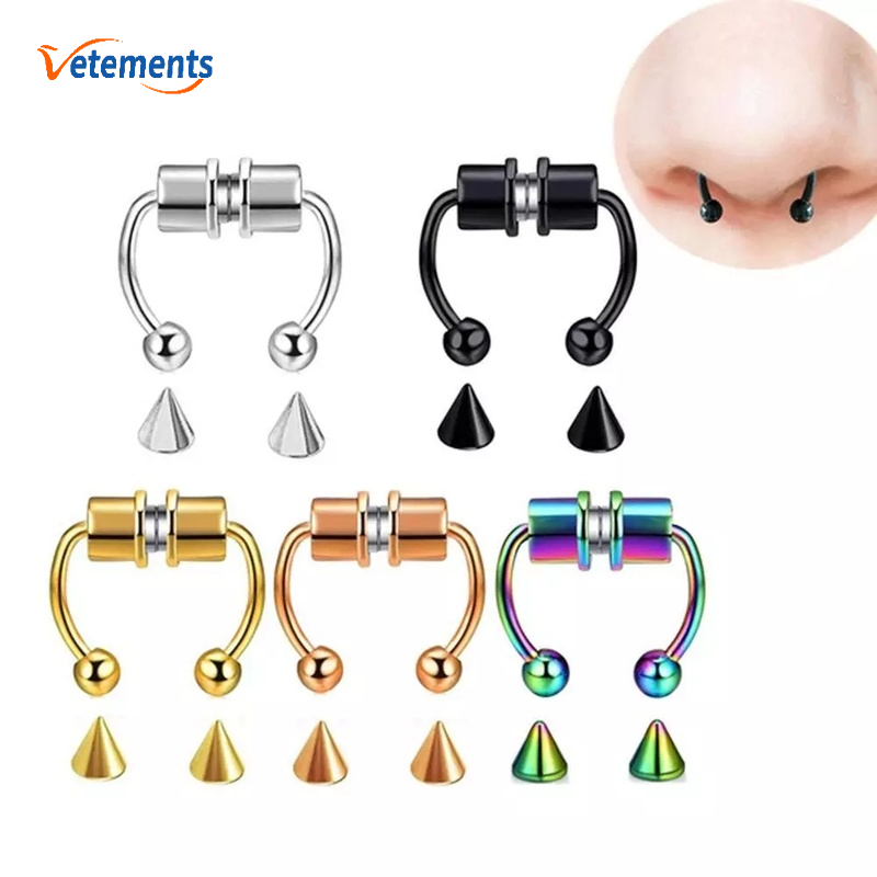 1 Đôi Khuyên Mũi Hình Chữ U Bằng Thép Không Gỉ Thời Trang