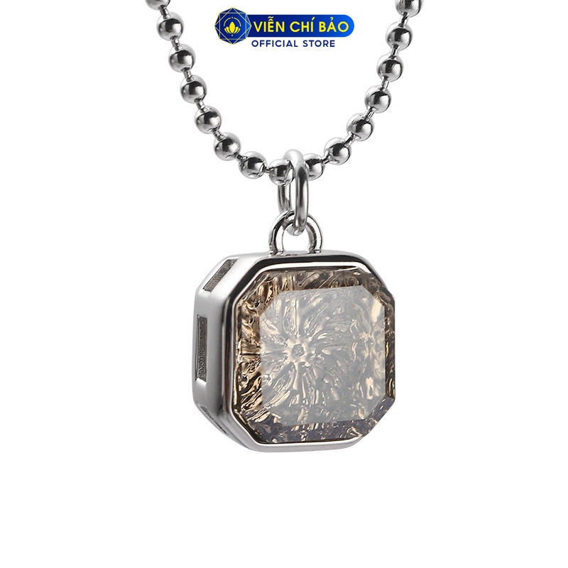 Dây chuyền bạc nữ mặt vuông đá trắng dây bi chất liệu bạc Thái 925 thời trang phụ kiện trang sức nữ Viễn Chí Bảo D000340