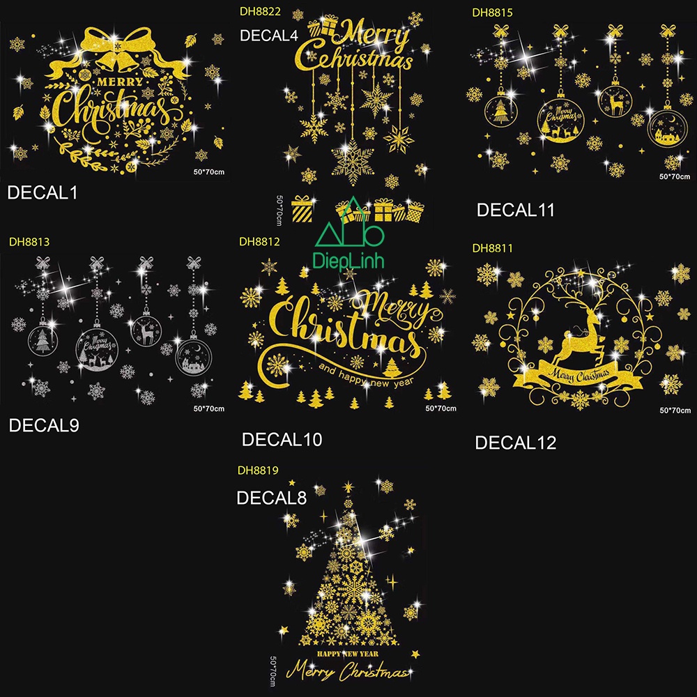 [ HCM ] Decal trang trí giáng sinh noel 2021 trang trí trên mặt phẳng 50*70 cm