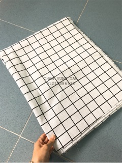 Thảm vãn canvas caro [đen]