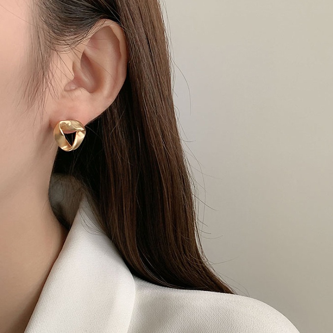Bộ Khuyên Tai Kim Loại Mạ Vàng 925 Phong Cách Hàn Quốc Thời Trang
