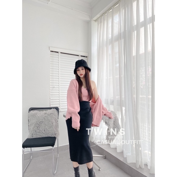 Chân váy len bút chì colorfull cực tôn dáng