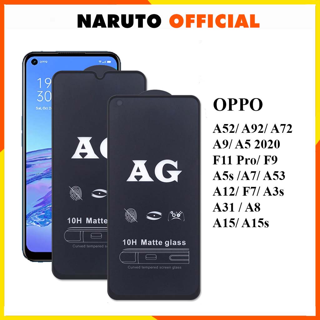 Kính cường lực chống vân tay Oppo A52 A92 A72 A9 A5 2020 F11 Pro F7 A3s A31 A91 A15 A15S F9 A5s A7 A53 A32 A12 A12s