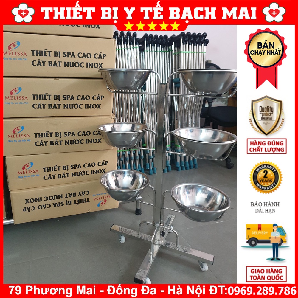 Cây Bát Nước Inox Dùng Trong Spa - Loại Inox dày, Không Rỉ, Có Bánh Xe
