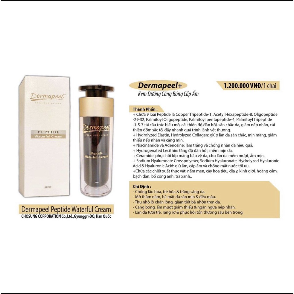 Kem dưỡng Dermapeel Peptide – Dermapeel Peptide waterful Cream Chống lão hóa da Hàn Quốc 50ml | BigBuy360 - bigbuy360.vn