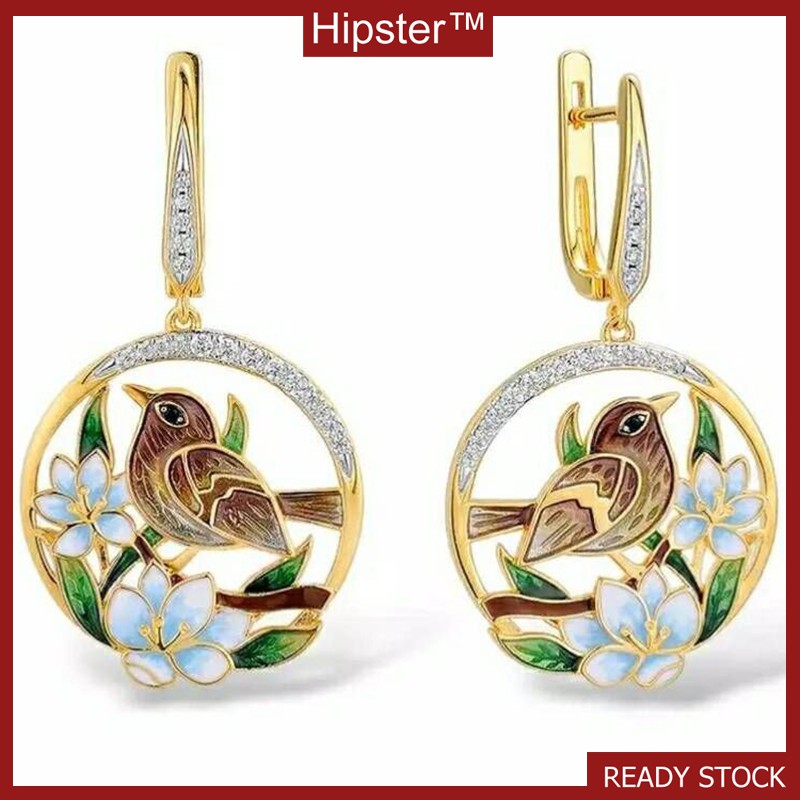 Mới Bông Tai Mạ Vàng 18k Hình Hoa Đính Đá